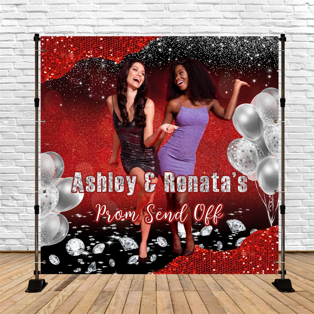 Abschlussball Fotohintergrund Fett Rot Glitter Personalisierte Abschlussfeier Partyhintergrund MRR5-54