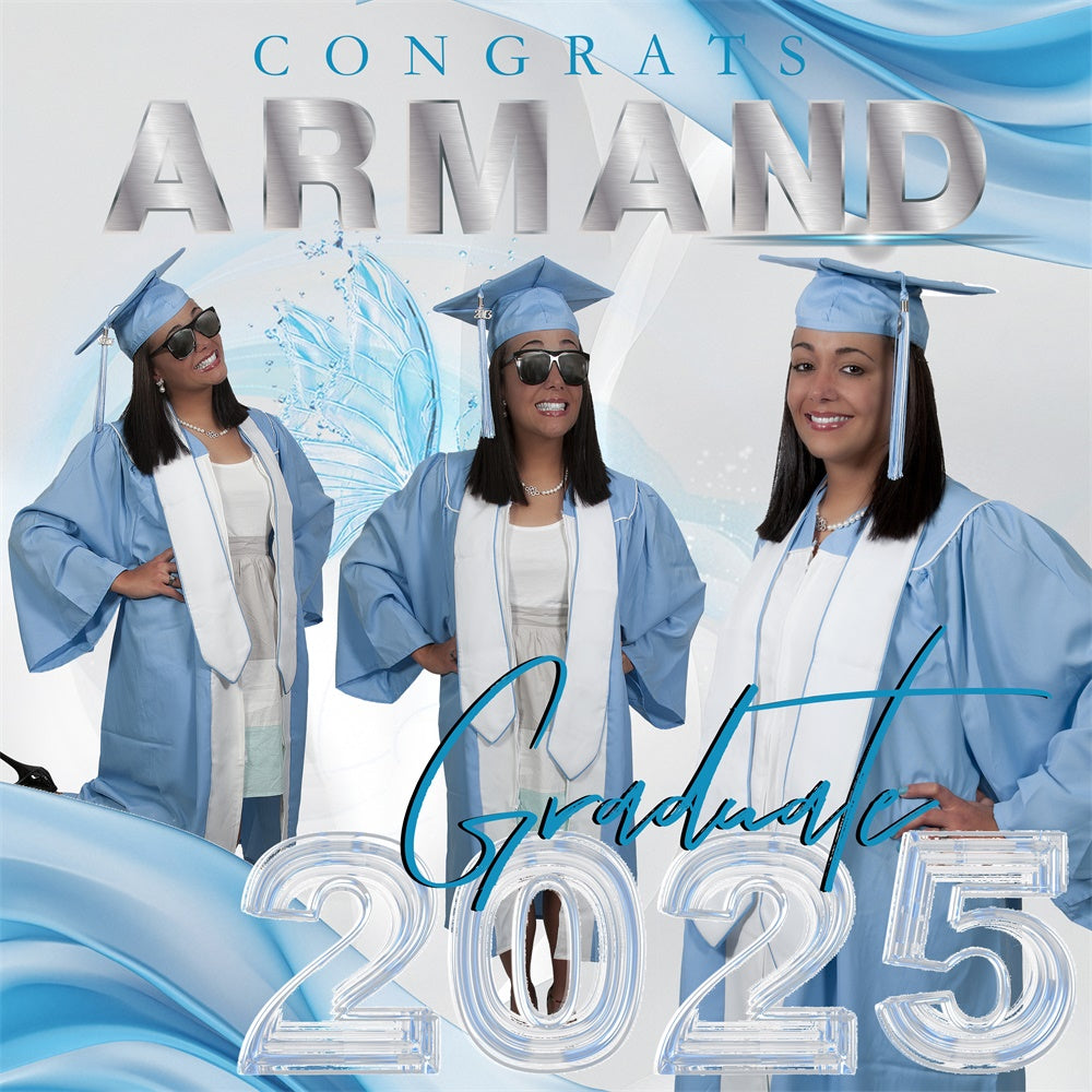 Custom Graduation Backdrop Eisblau Eleganz Party Graduation Backdrop MRR6-16