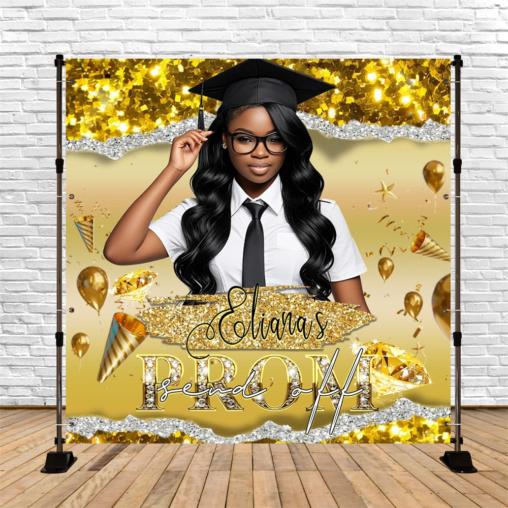 Prom Photo Backdrop Spark Confetti Personalized Party Graduation Backdrop MRR6- 5