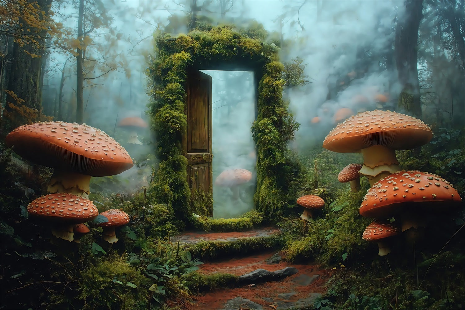 Backdrop Zauberwald Moostor Pilz Foto Hintergrund MRR7-100