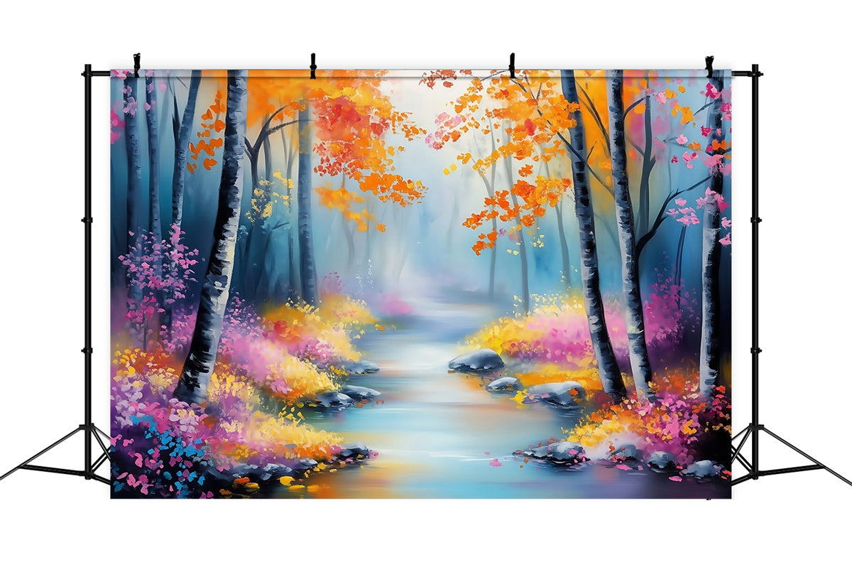Fantasievoller Wald Foto Hintergrund Pastell Blatt Bach Backdrop MRR7-104