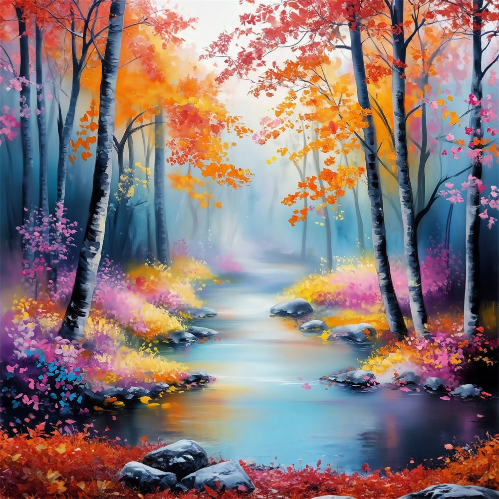 Fantasievoller Wald Foto Hintergrund Pastell Blatt Bach Backdrop MRR7-104