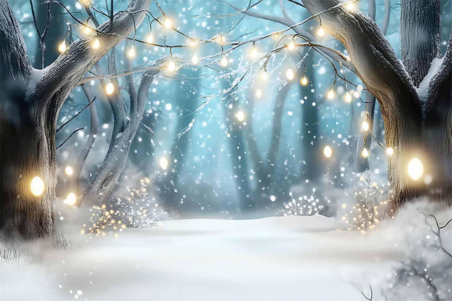 Winter Forest Backdrop Enchanted Snow Glow Foto Hintergrund MRR7-108