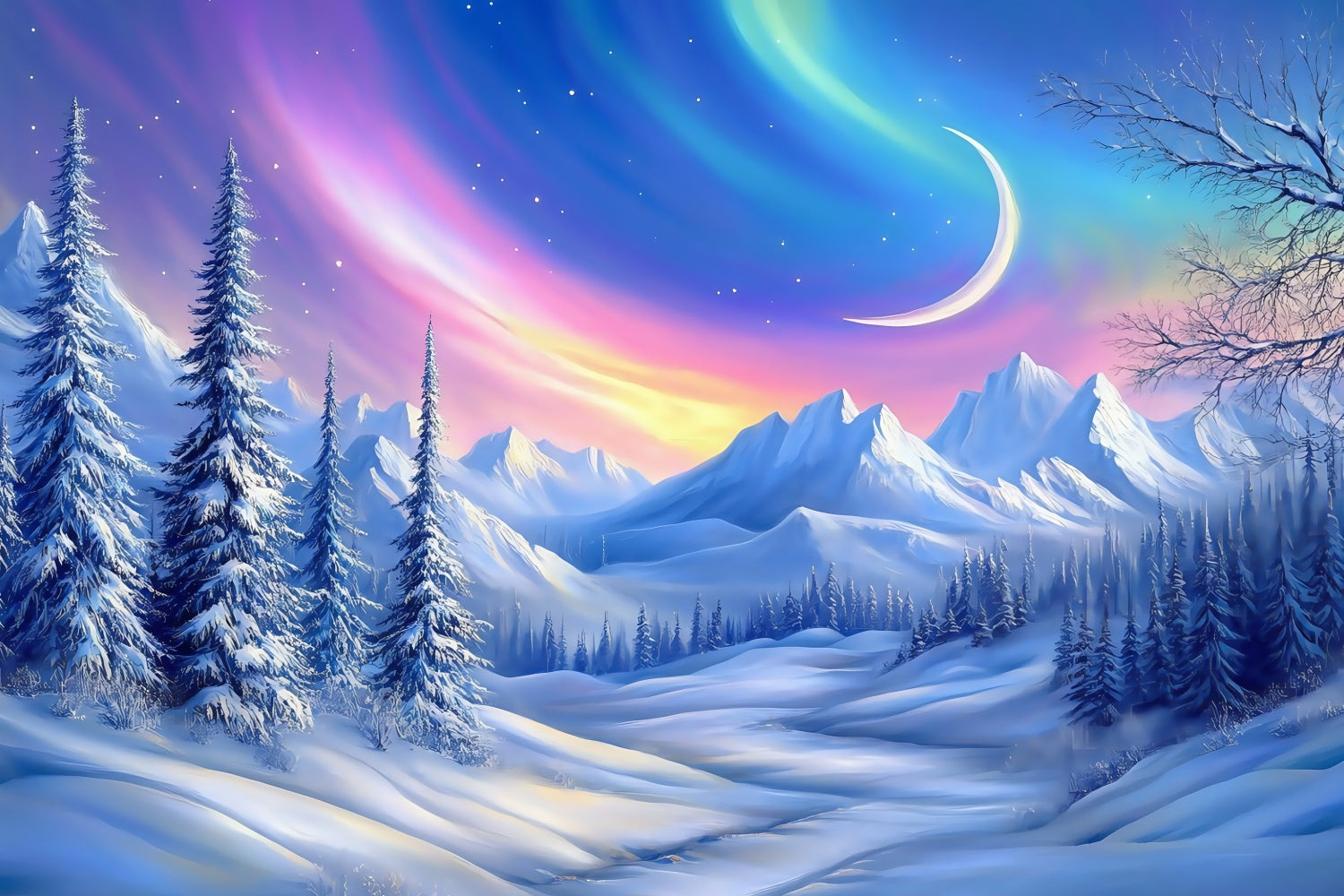 Schneewald Backdrop Wintersichel Wunderland Foto Hintergrund MRR7-109
