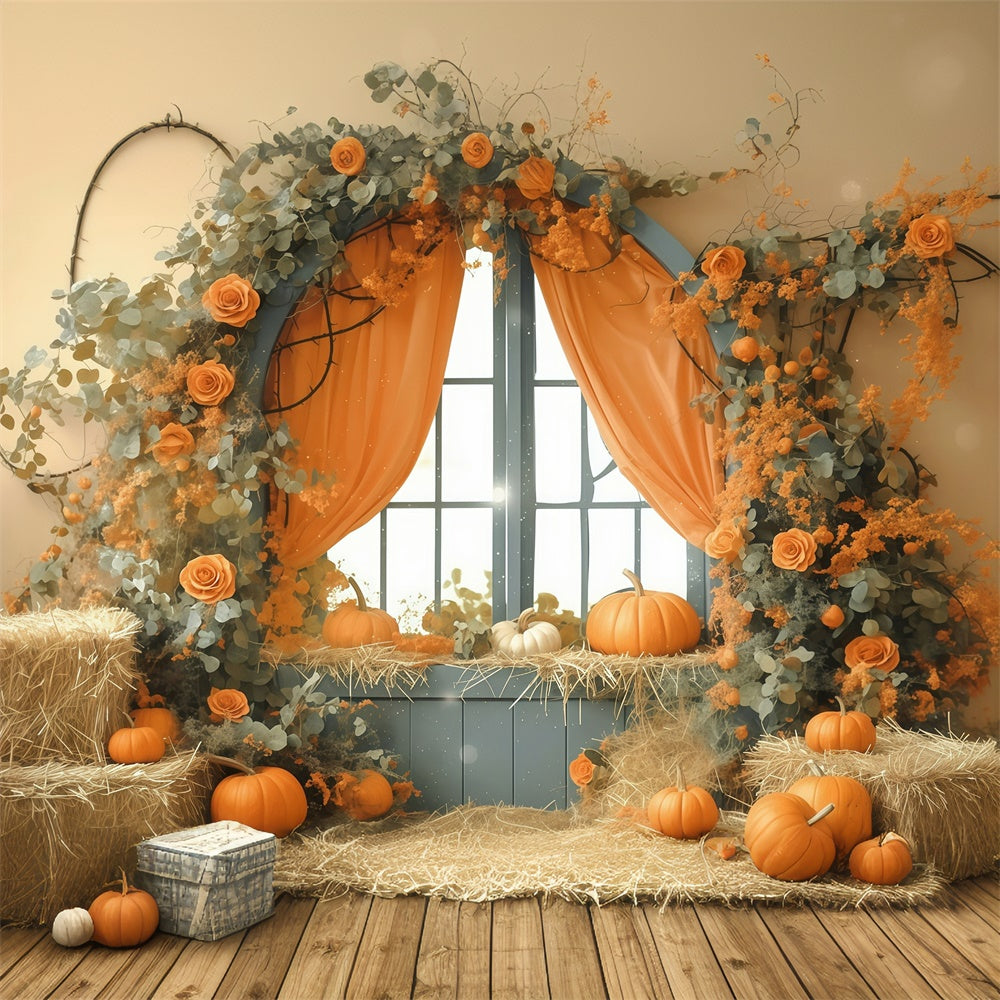 Herbst Backdrops für Fotos Pastell Kürbis Fenster Fotohintergrund MRR7-121