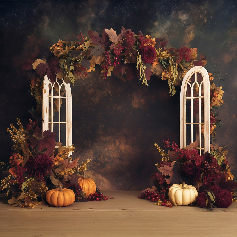 Herbst Fotoshooting Hintergrund Dunkle florale Ernte Backdrops MRR7-122