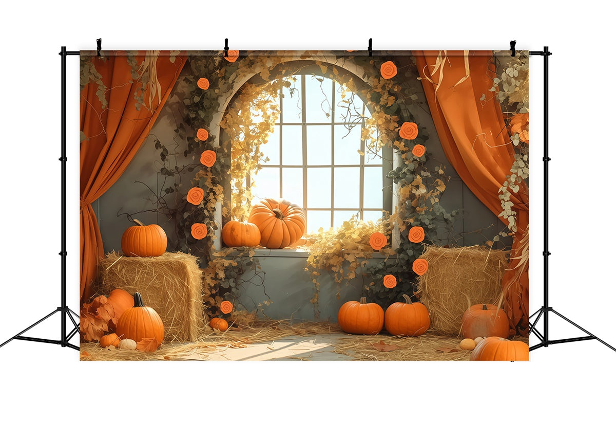 Herbst Hintergrundbilder Ernte Fenster Heu Szene Backdrops MRR7-125