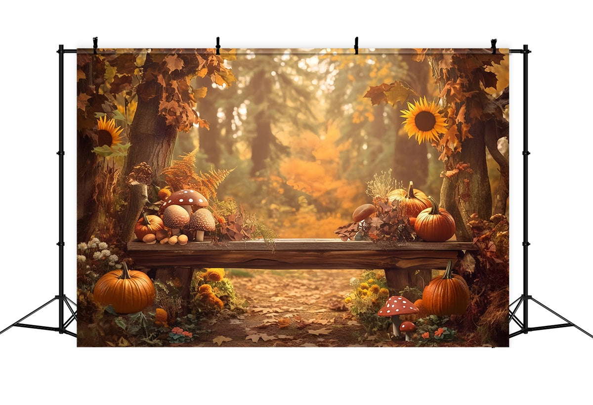 Herbst Wald Backdrops Pilz Kürbis Bank Fotohintergrund MRR7-130