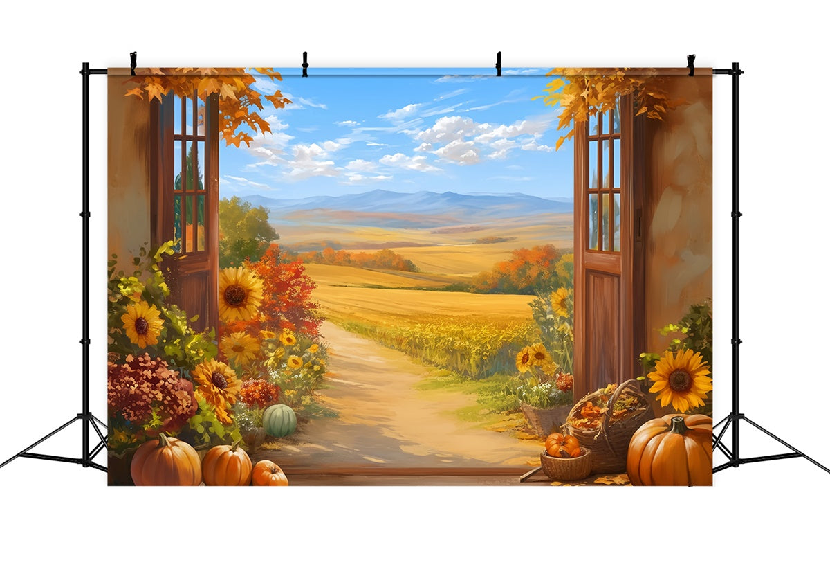 Herbst Hintergrundbilder Kürbis Veranda Landweg Fotohintergrund MRR7-132