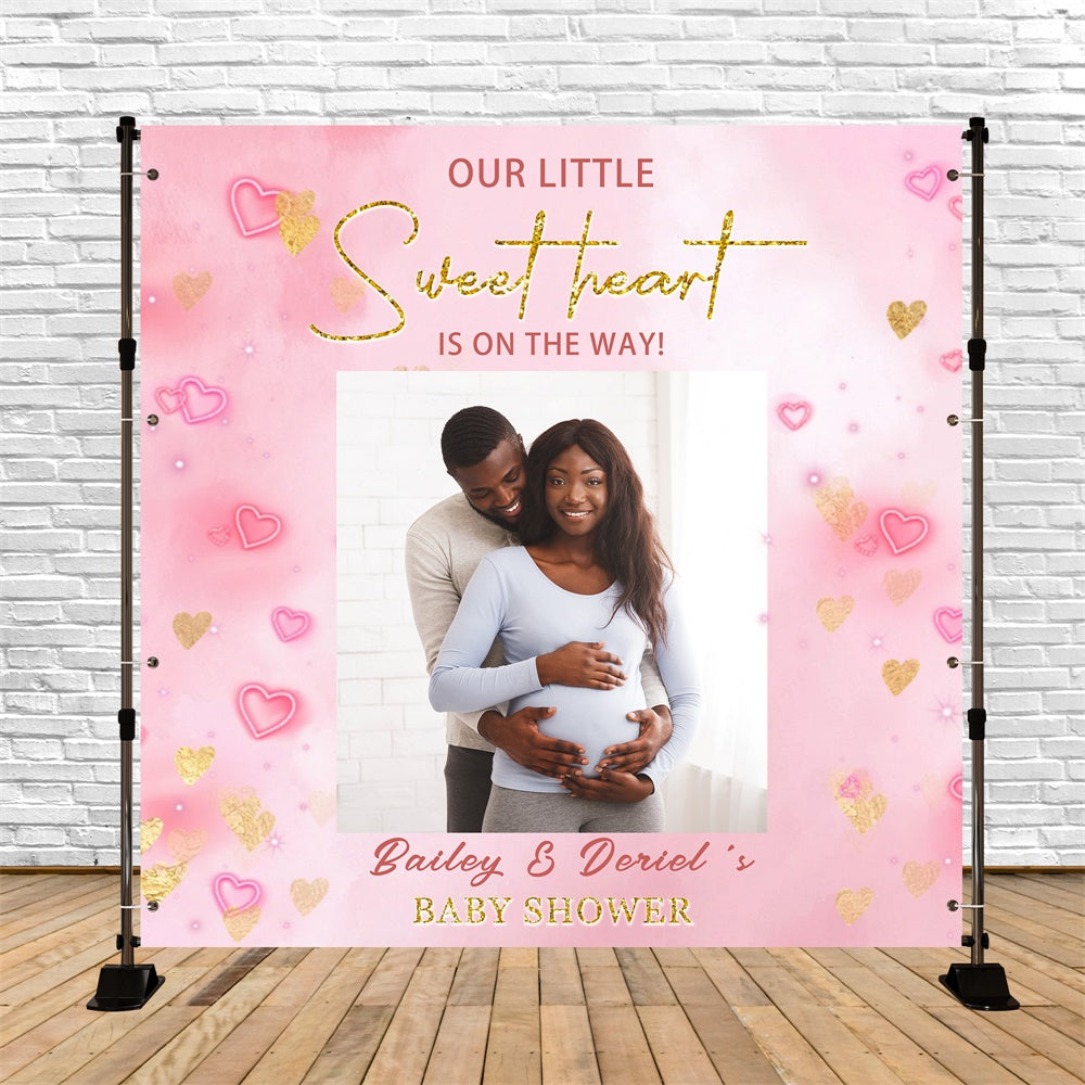 Baby Shower Backdrop Ideen Rosa Herzen Sweet Personalisierte Backdrop MRR7-14
