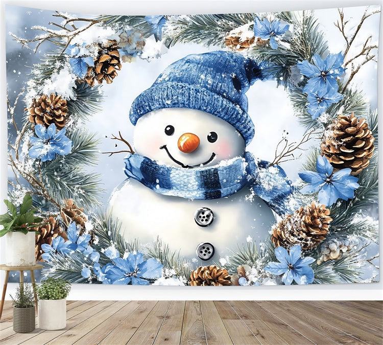 Winter Backdrop Fotografie Kiefer Schneemann Kranz Backdrop MRR7-147