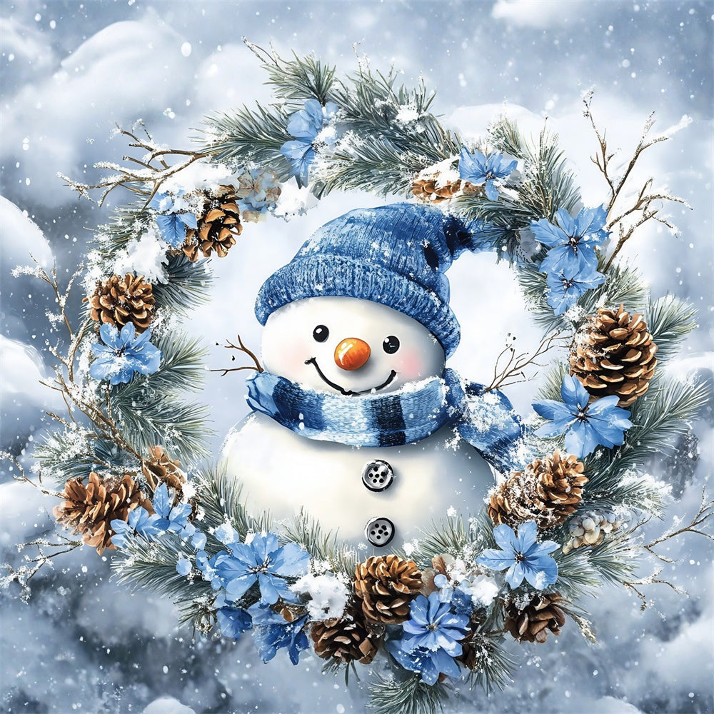 Winter Backdrop Fotografie Kiefer Schneemann Kranz Backdrop MRR7-147