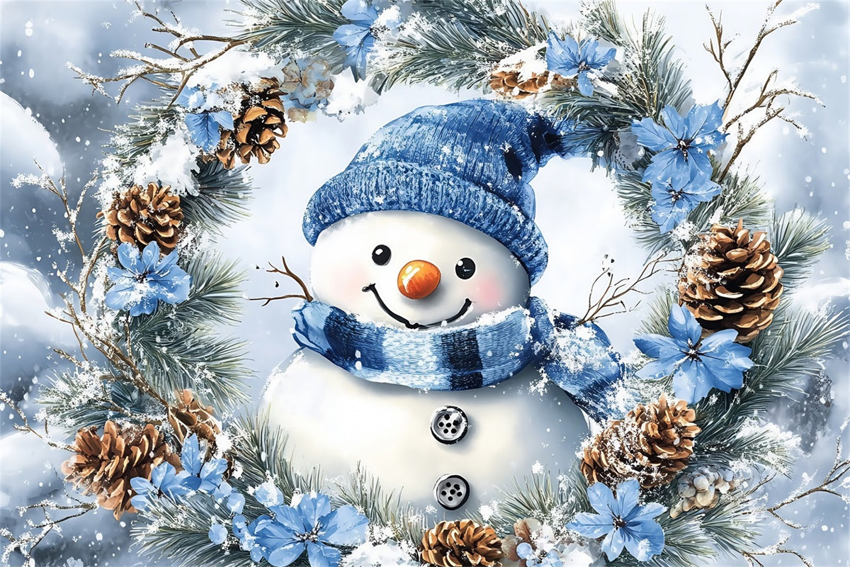 Winter Backdrop Fotografie Kiefer Schneemann Kranz Backdrop MRR7-147