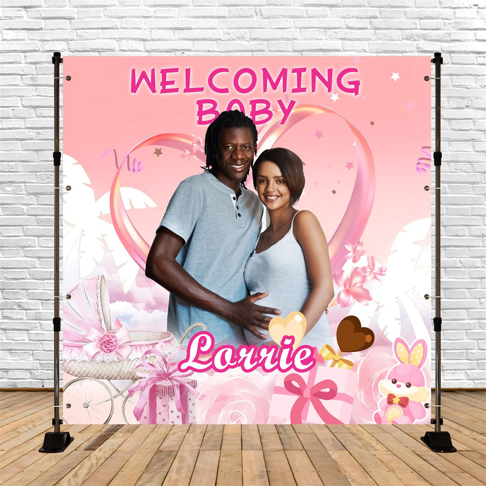 Baby Shower Backdrop Blush Love Welcome Personalisierte Kulisse MRR7-16