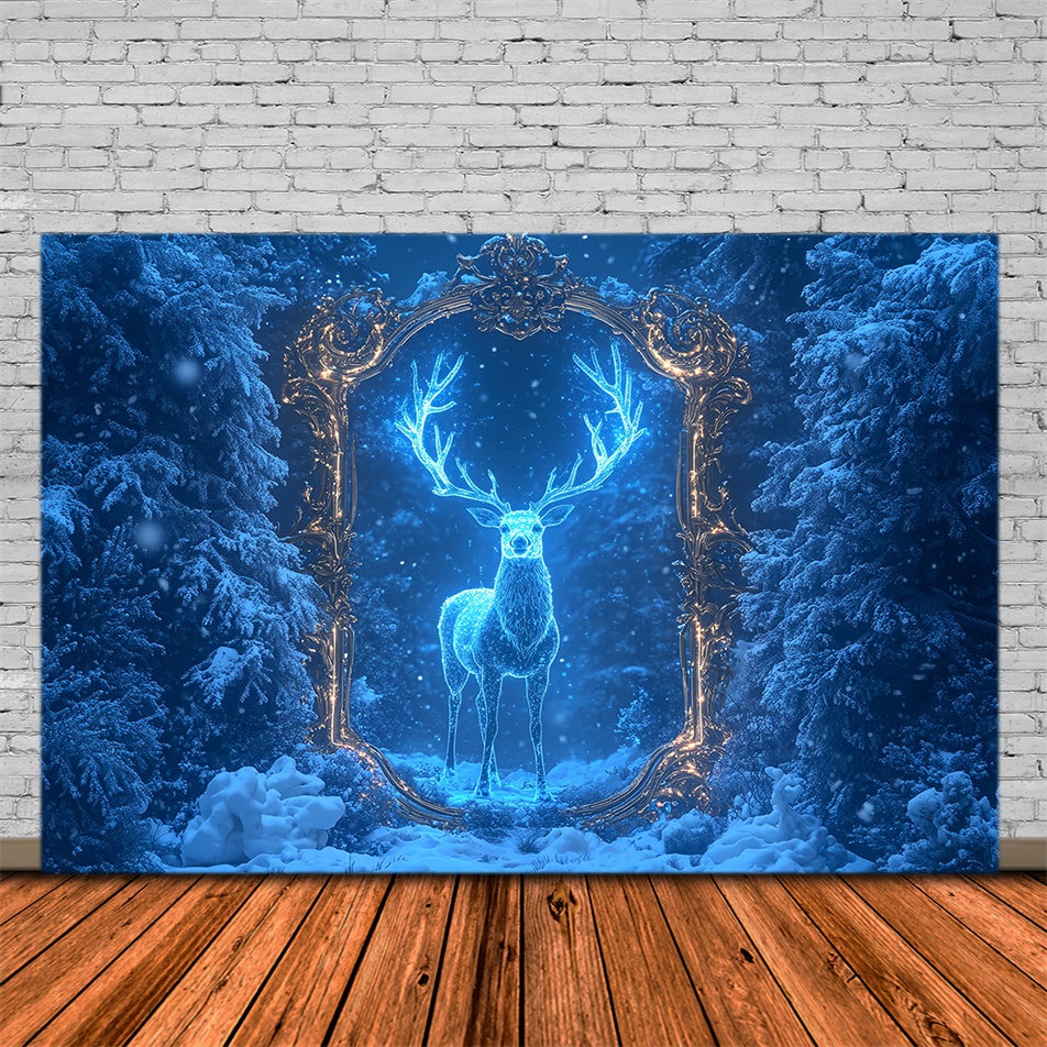 Winter Backdrops Gefrorener Zauberwald Hirsch Backdrop MRR7-173