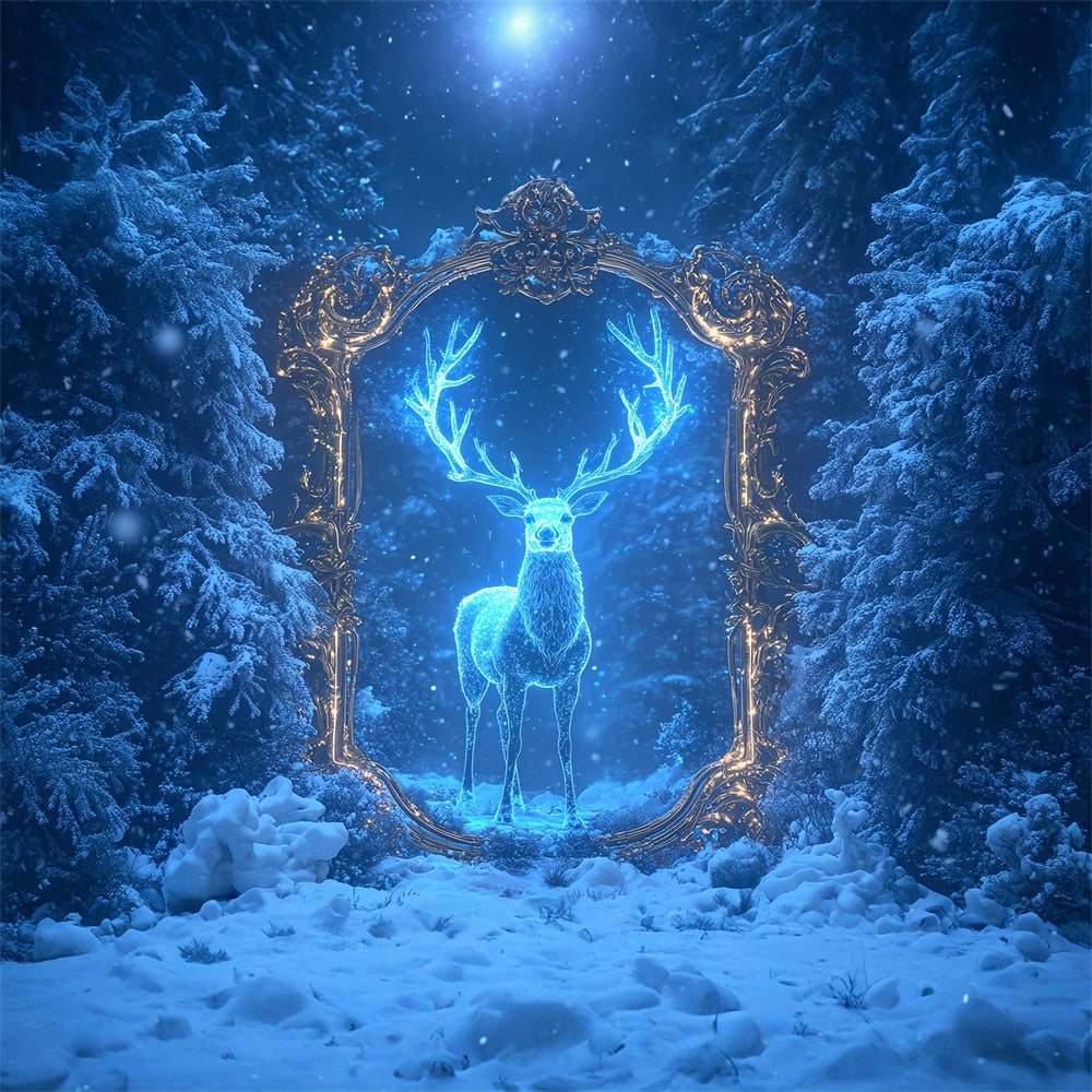 Winter Backdrops Gefrorener Zauberwald Hirsch Backdrop MRR7-173