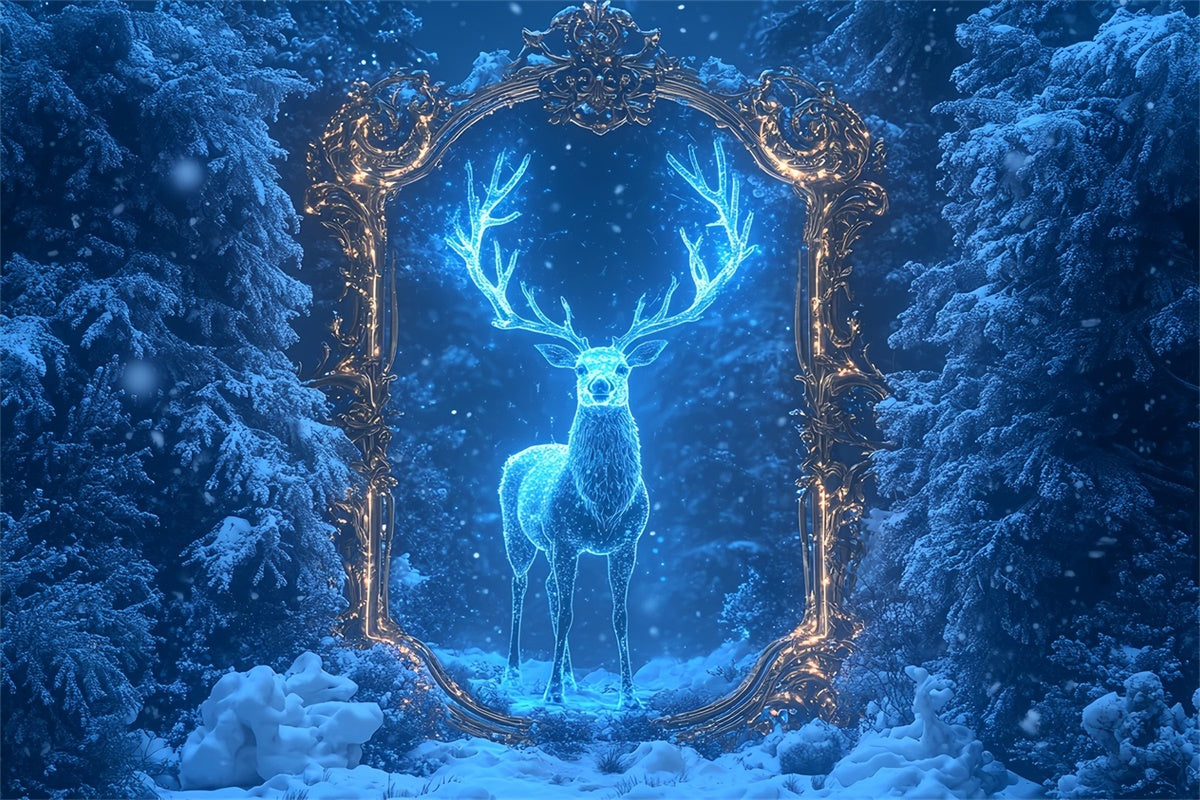 Winter Backdrops Gefrorener Zauberwald Hirsch Backdrop MRR7-173