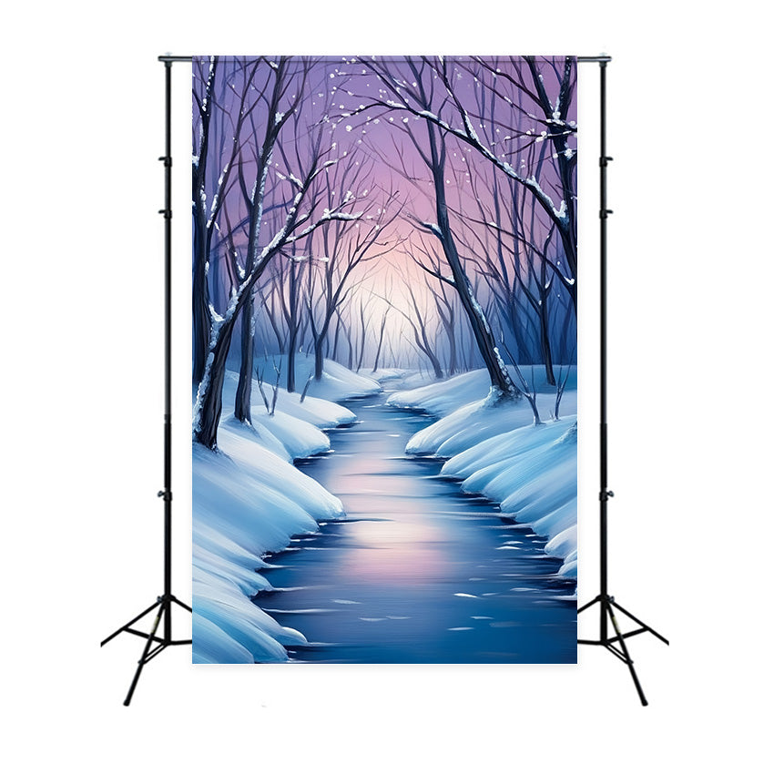Winterwald-Hintergrundkulisse Eisfluss-Traum-Hintergrundkulisse MRR7-177