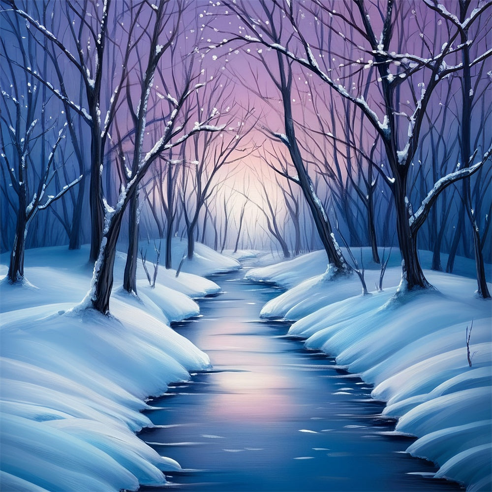 Winterwald-Hintergrundkulisse Eisfluss-Traum-Hintergrundkulisse MRR7-177
