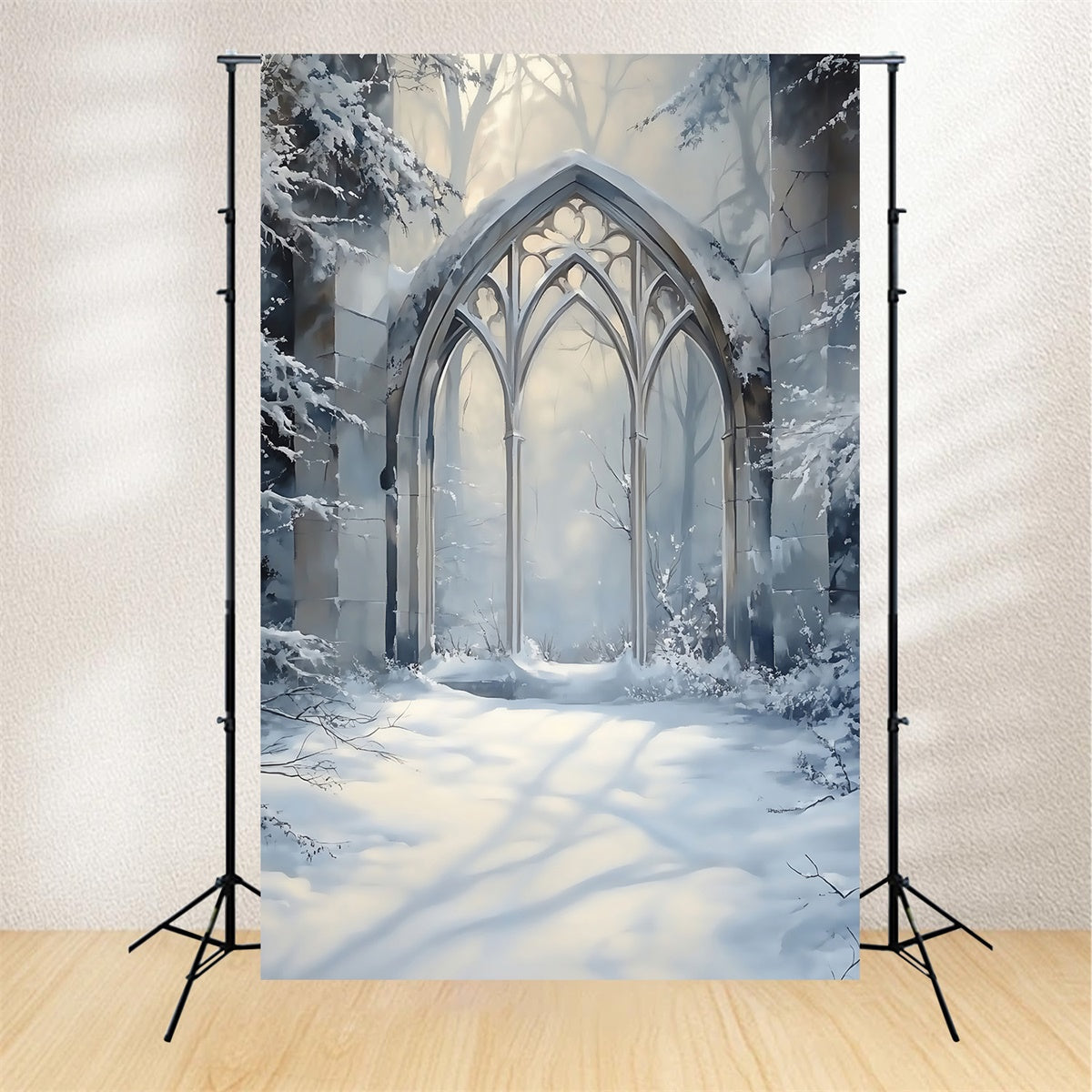 Winter Fotokulisse Frosted Gothic Arch Hintergrund MRR7-179