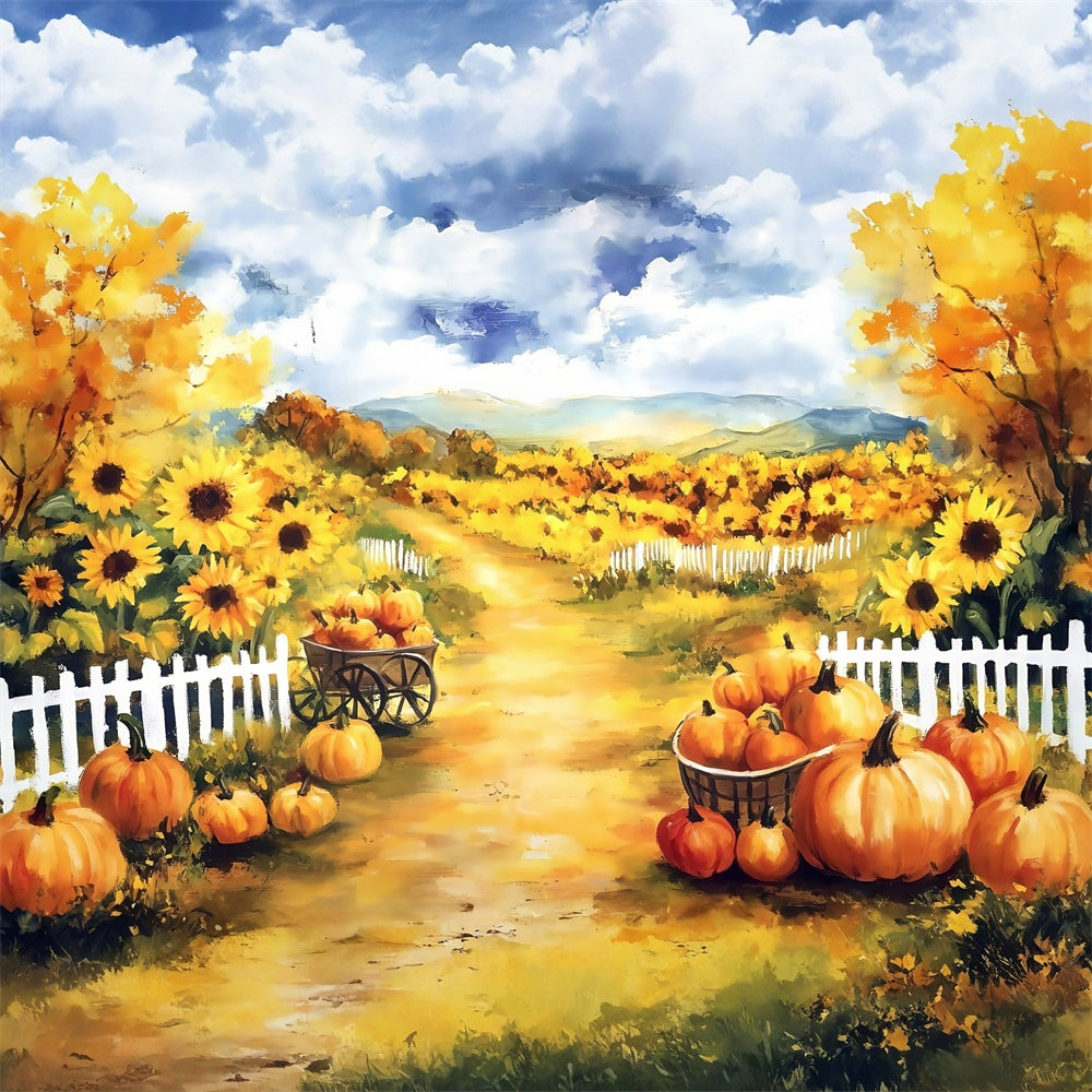 Ölgemälde Fotografie Backdrop Sonnenblume Kürbis Backdrop MRR7-189