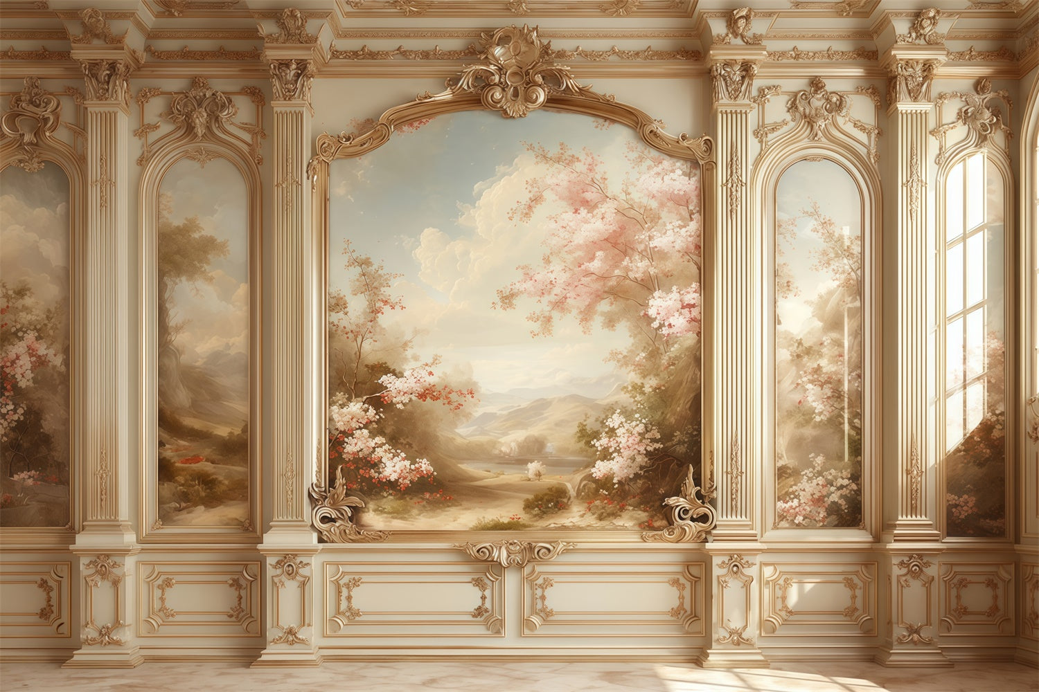 Vintage Wandhintergrund Scenic Garden Palace Fotohintergrund MRR7-217