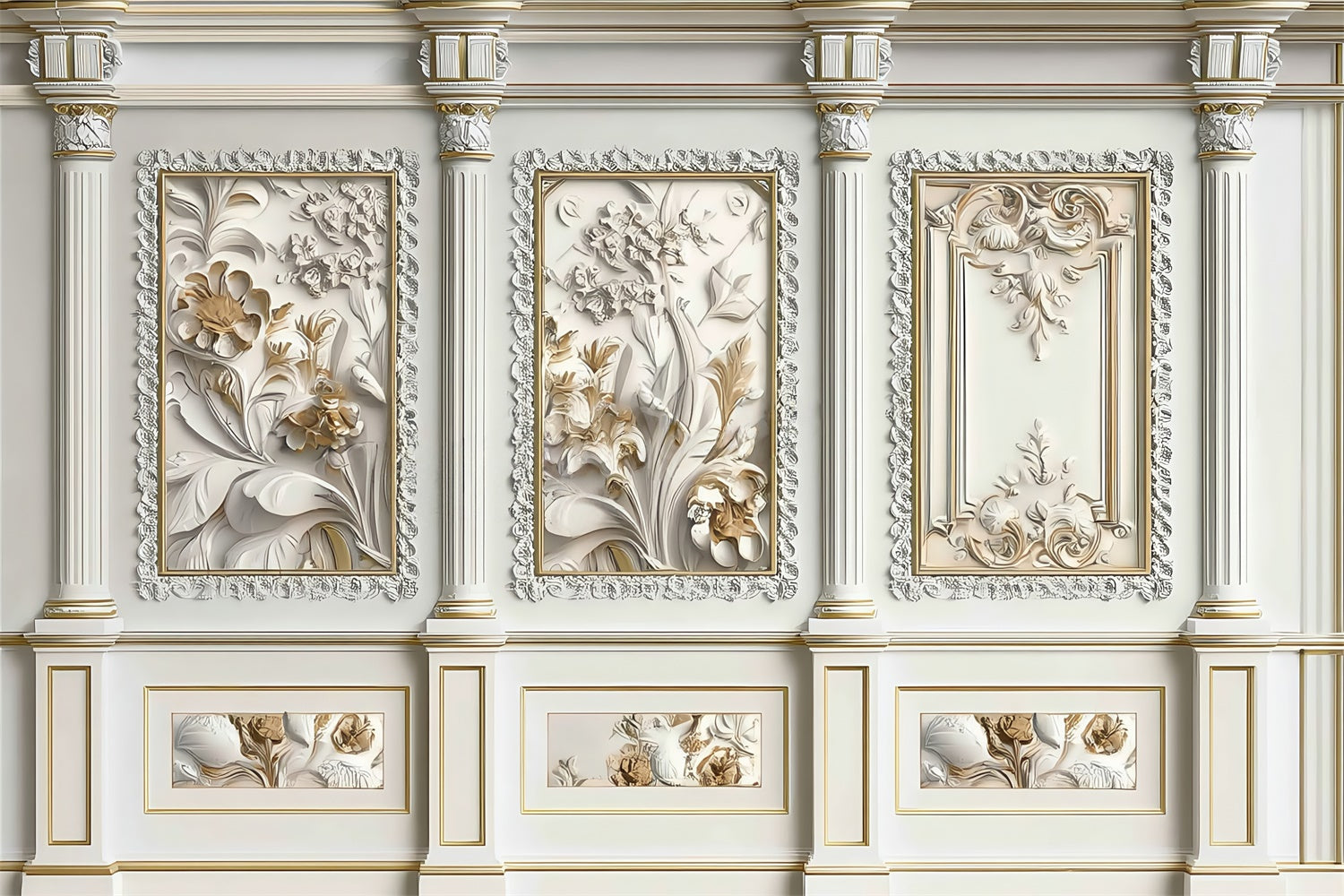 Vintage-Fotohintergrund Klassischer Elfenbeinblüten-Relief Fotohintergrund MRR7-218