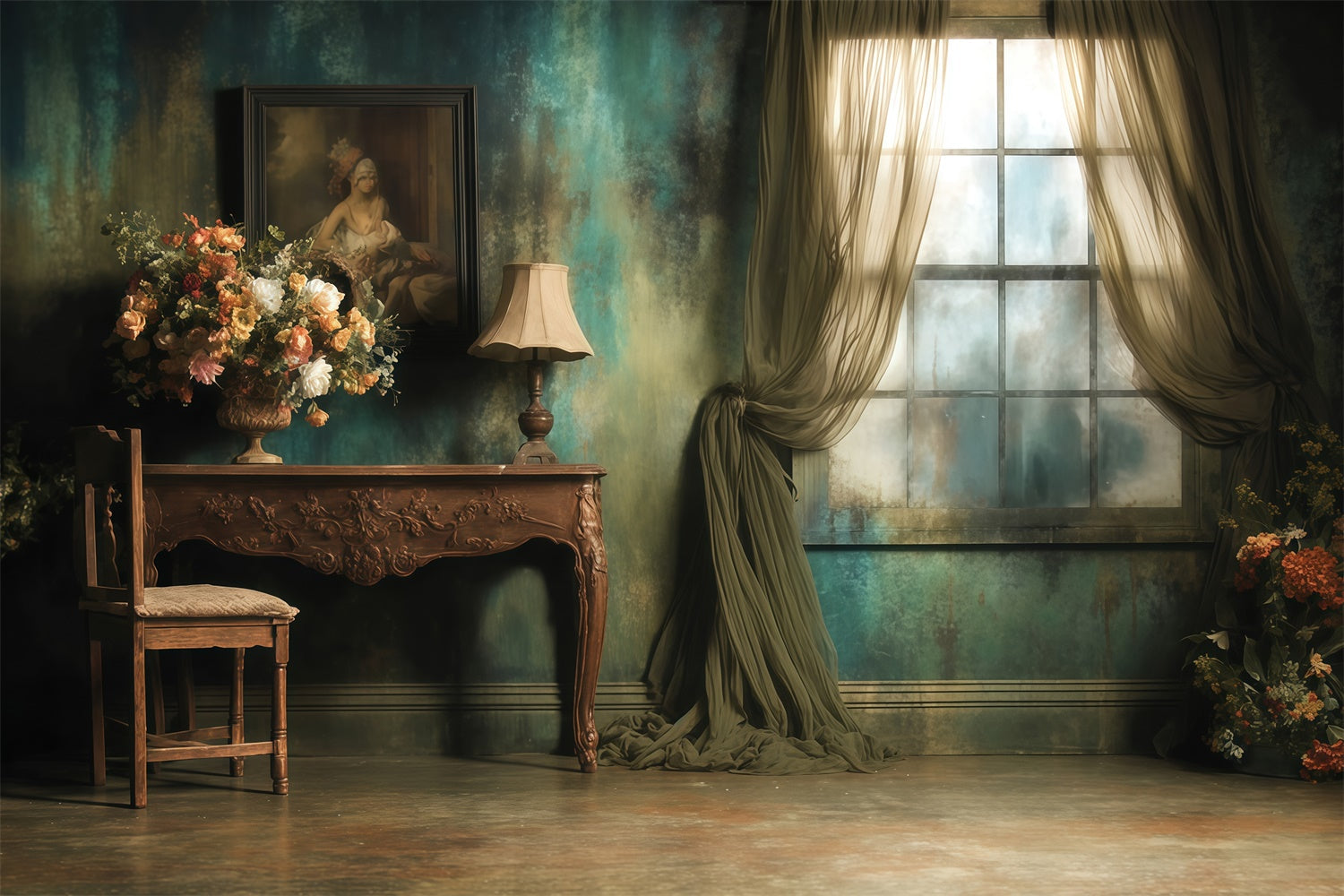 Viktorianischer Fotohintergrund Floral Room Vintage Backdrops MRR7-220