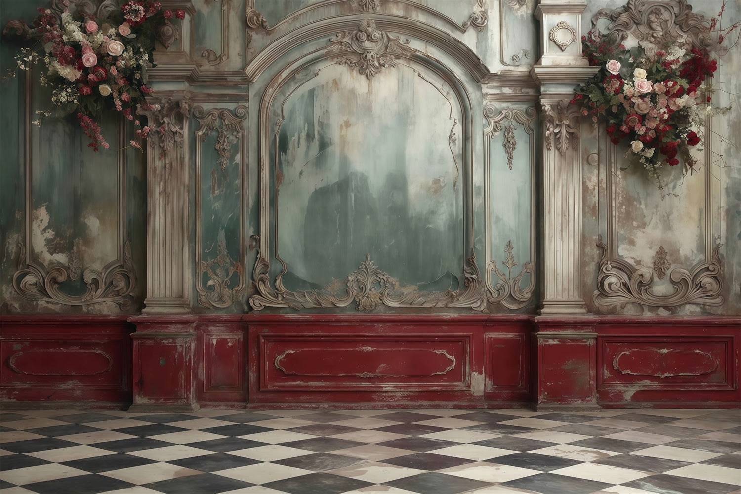 Vintage Wall Backdrop Verblasste Palast Romantik Fotohintergrund MRR7-229