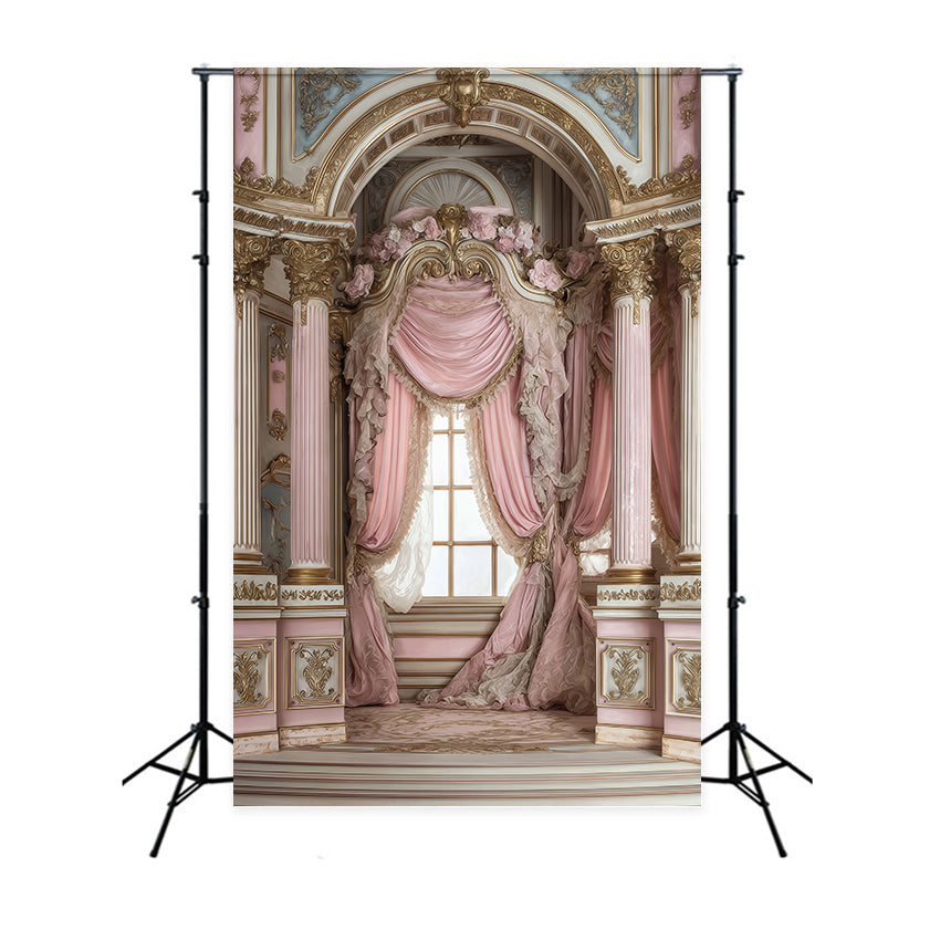 Rokoko-Fotohintergrund Blush Drapery Arch Vintage Backdrops MRR7-235
