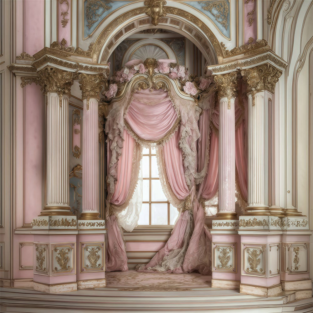 Rokoko-Fotohintergrund Blush Drapery Arch Vintage Backdrops MRR7-235