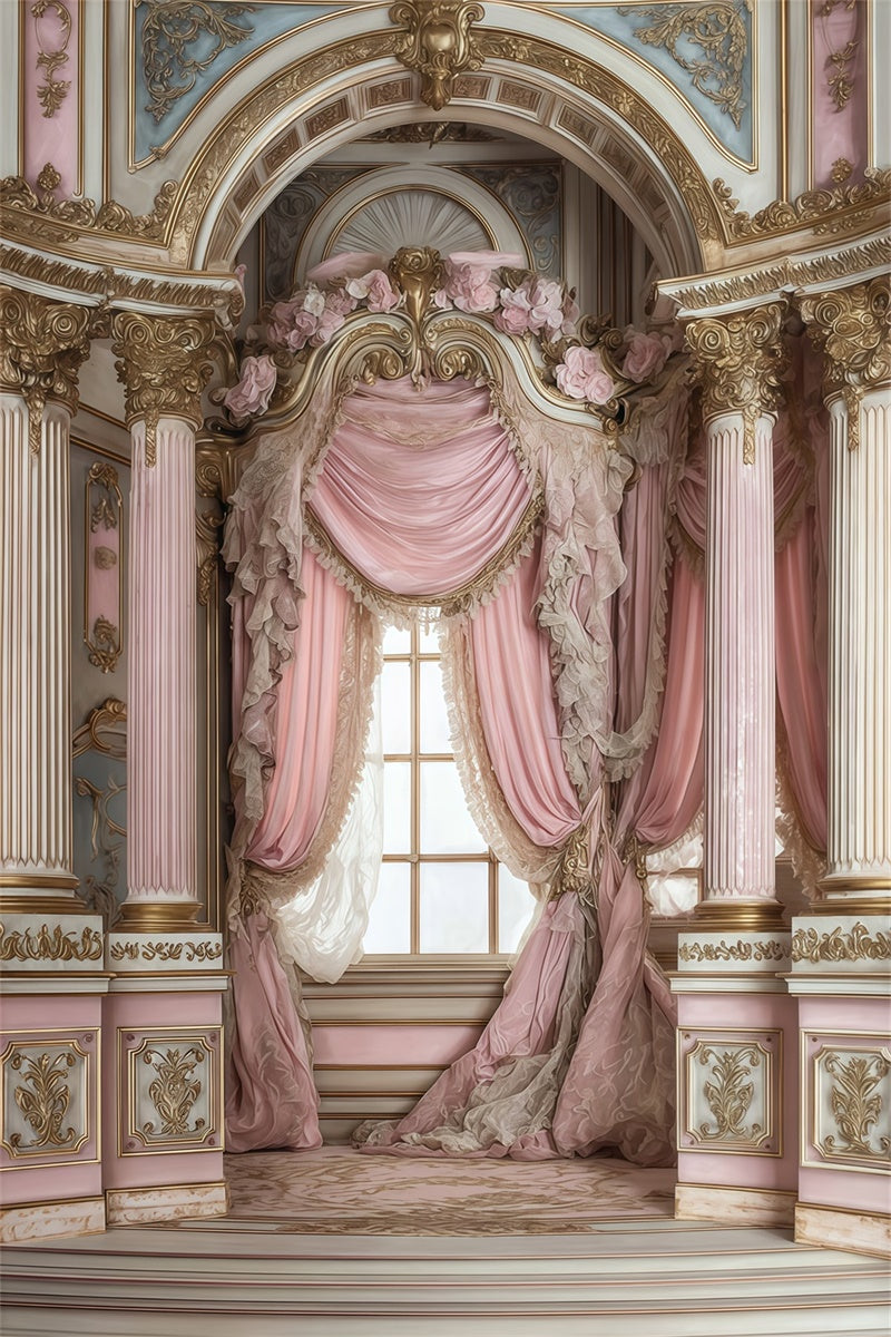 Rokoko-Fotohintergrund Blush Drapery Arch Vintage Backdrops MRR7-235
