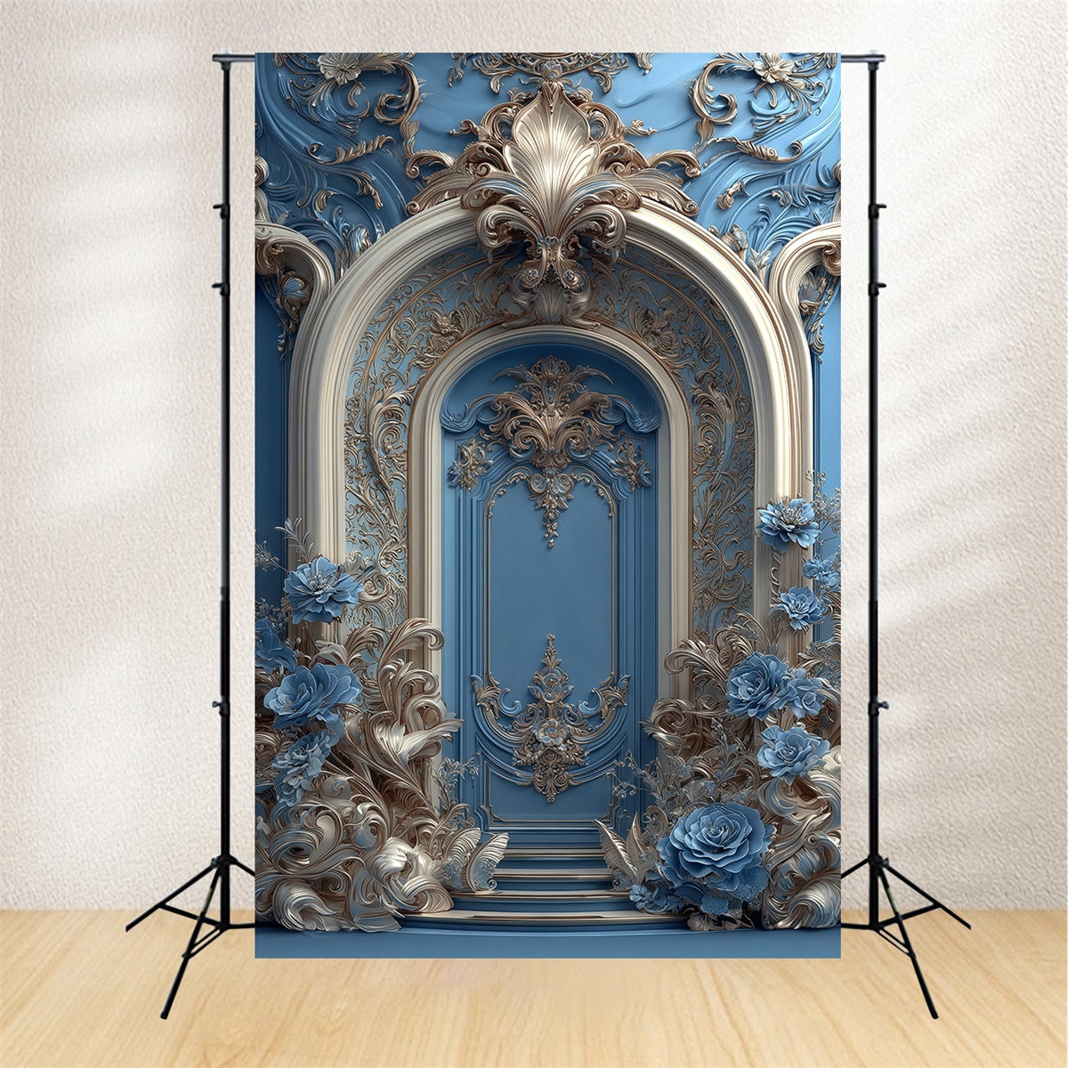 Vintage-Hintergrund Saphir Garten Wand Rokoko Fotohintergrund MRR7-237