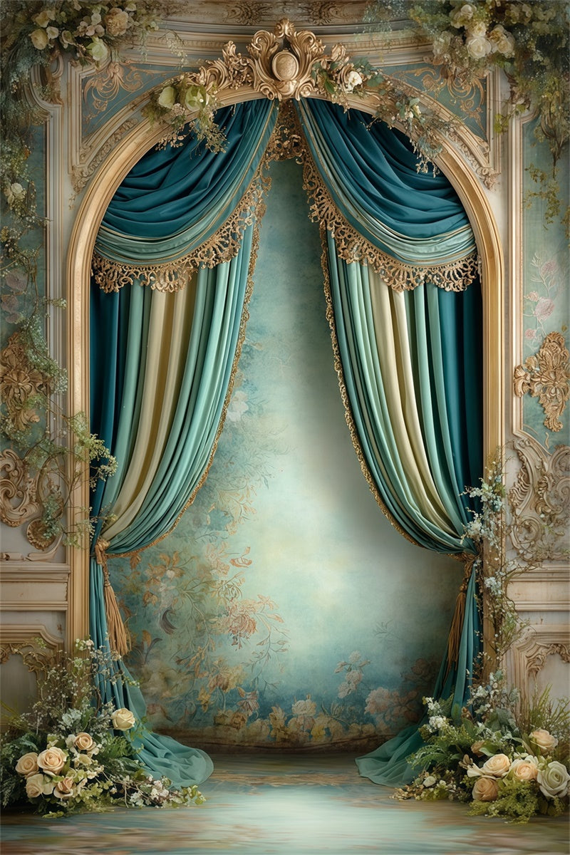 Victorian Backdrop Bloom Curtain Vintage Fotohintergrund MRR7-240