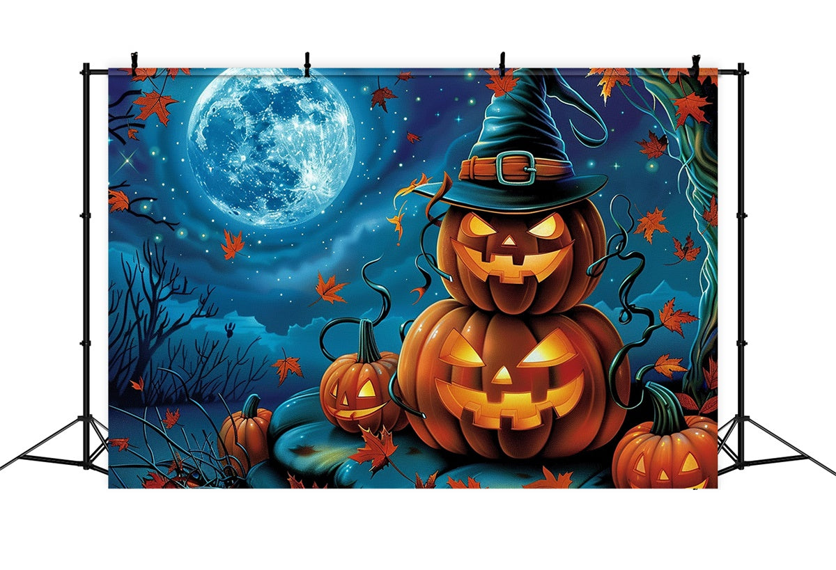 Halloween Mond Backdrop Lächelnde Kürbisse Sterne Backdrop MRR7-29