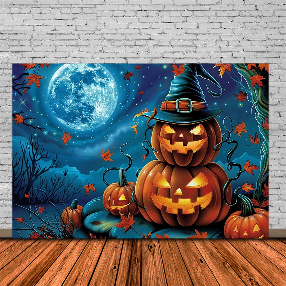 Halloween Mond Backdrop Lächelnde Kürbisse Sterne Backdrop MRR7-29