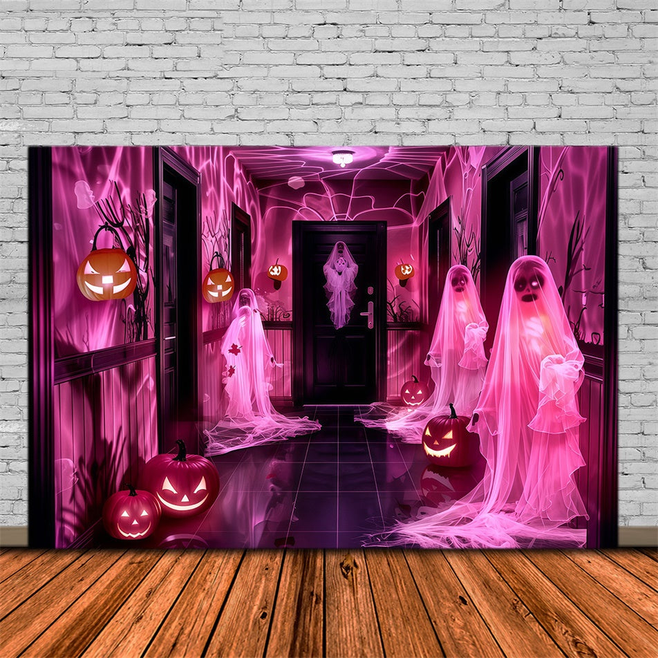Halloween Wandhintergrund Glühende Geister Kürbisse Hintergrund MRR7-31