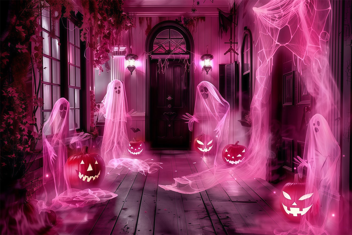 Gespenstische Halloween-Hintergrundkulisse Phantom Veranda Party-Hintergrundkulisse MRR7-32