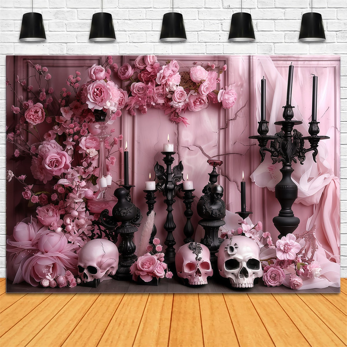 Gruselige Halloween-Hintergrundkulisse Elegante Rose Altar-Hintergrundkulisse MRR7-34