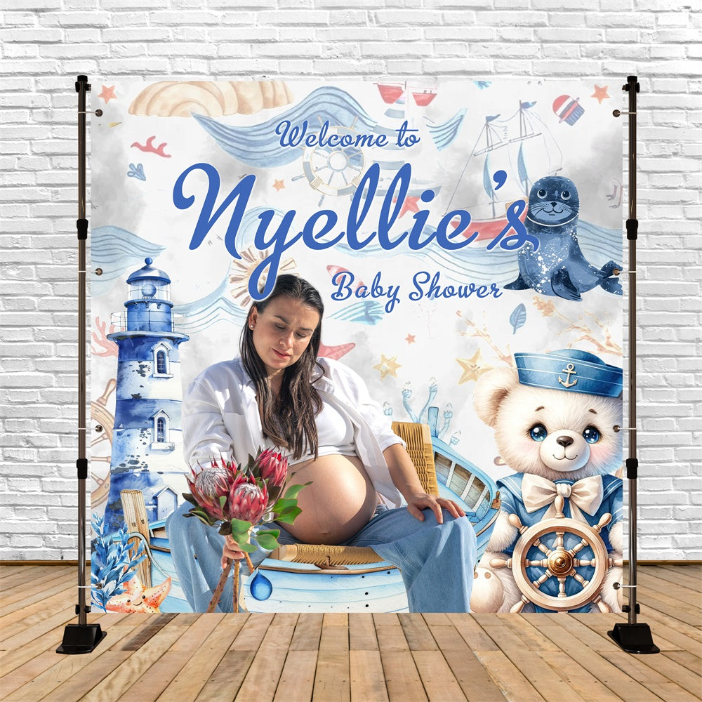 Backdrop für Baby Shower Nautisches Abenteuer Individueller Hintergrund MRR7-4
