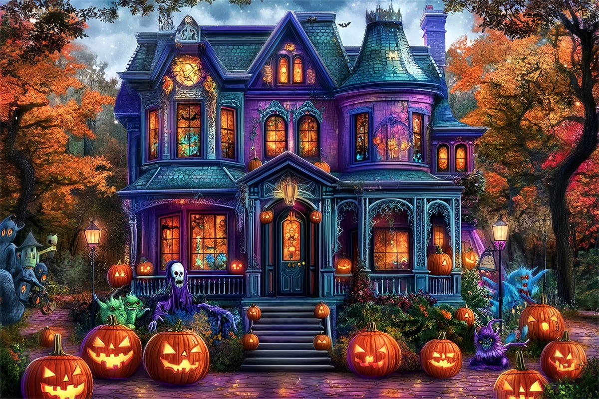Halloween Fotokulisse Herbst Schrecken Anwesen Kulisse MRR7-41