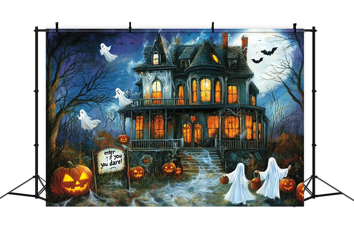 Gruseliger Halloween-Hintergrund Spukhaus Gespenster Hintergrund MRR7-43