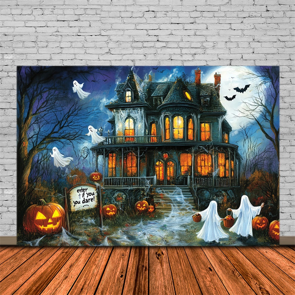 Gruseliger Halloween-Hintergrund Spukhaus Gespenster Hintergrund MRR7-43