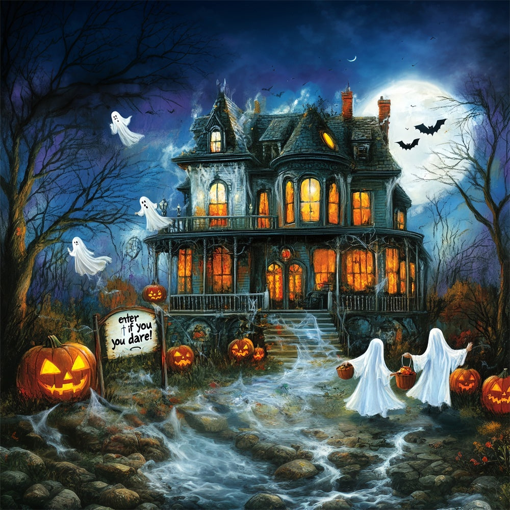 Gruseliger Halloween-Hintergrund Spukhaus Gespenster Hintergrund MRR7-43