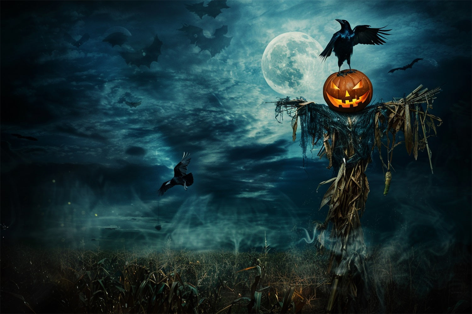 Halloween Backdrop Ideen Mondlicht Ernte Horror Backdrop MRR7-44