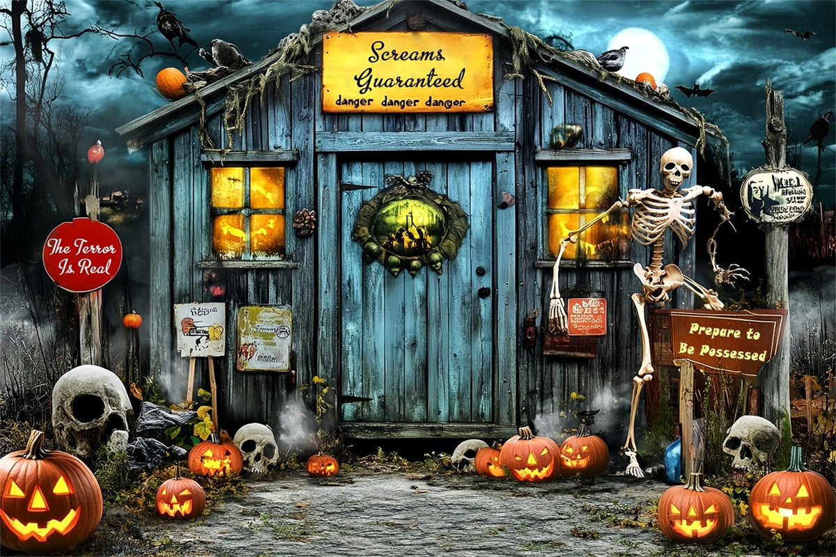 Fotografie Halloween Backdrop Kürbis Schädel Manor Backdrop MRR7-45