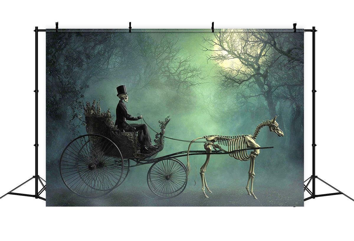 Waldhintergrund mondbeschienener Spukwagen Halloweenkulissen MRR7-48