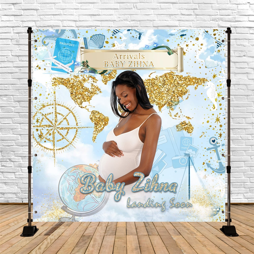 Baby Shower Backdrop Ideen Explorer Weltkarte Custom Backdrop MRR7-5