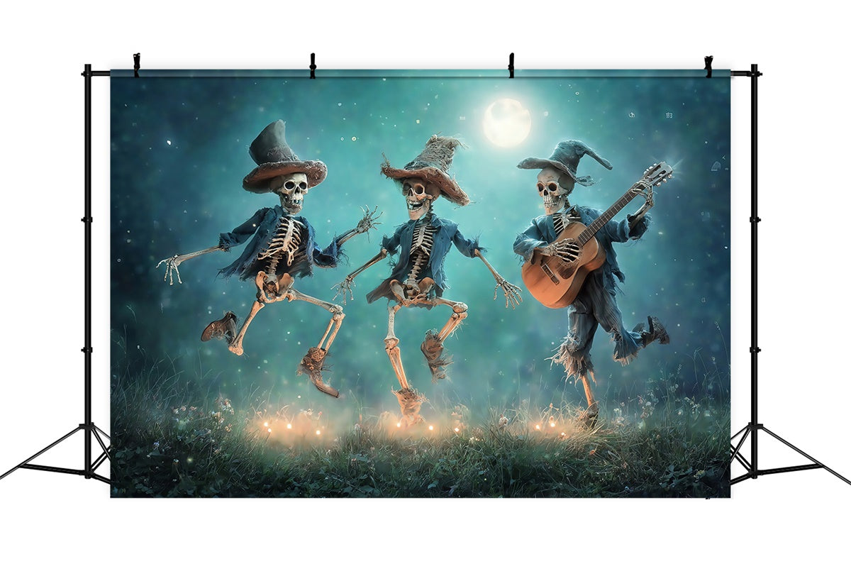 Gespenstische Halloween Kulisse Skelett Hoedown Mondlicht Kulisse MRR7-50