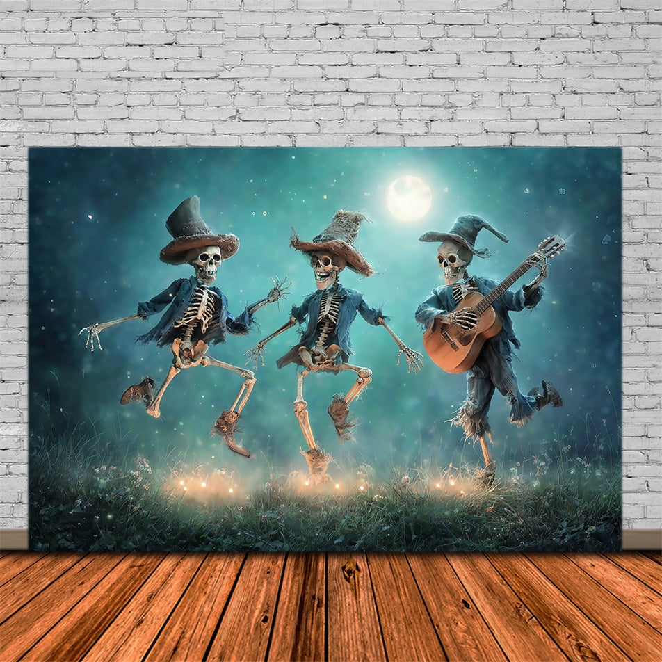 Gespenstische Halloween Kulisse Skelett Hoedown Mondlicht Kulisse MRR7-50